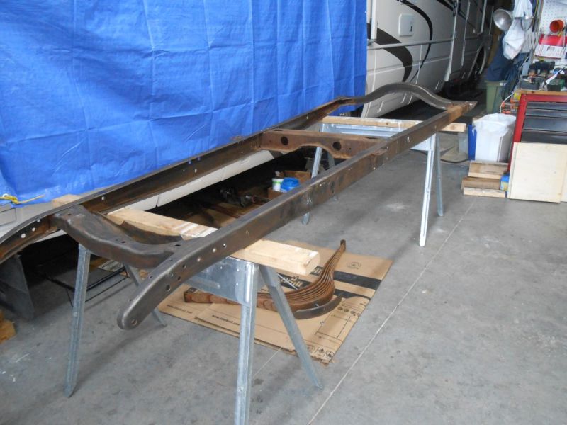 069 113014 top and sides of frame wire brushed and on sawhorses.JPG