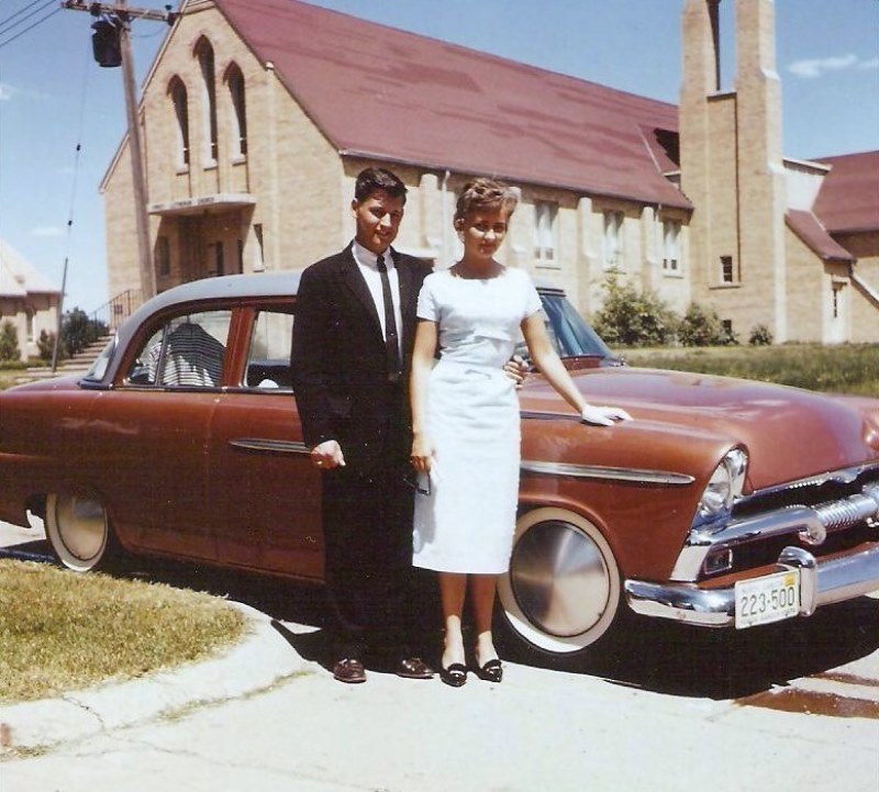 Bruce & Dorothy Olson with '55 Plymouth (3-4 front).jpg