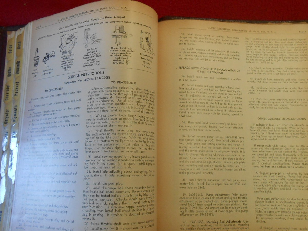 Carter Carburetor Parts and Service manual , 1942 edition SOLD | The H