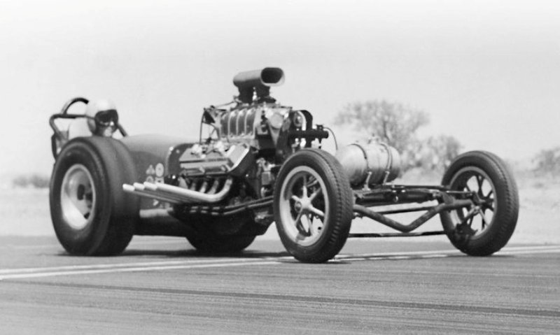 McEwen and Peters K-88 Chassis Research dragster. First pass on nitro-Arizona, circa early 1960.jpg