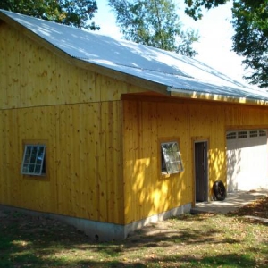 30x40  Pine trimmed in cedar.
