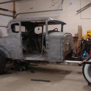1930 ford coupe in primer and new wheels