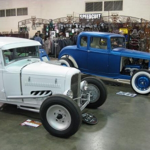 Bill Towers' shortened Model A 4 dr. got the spot next to me at Detroit luckey him :)