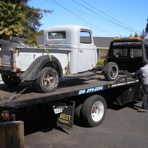 .....My New 35 Ford Hauler. leaving Sunny Concord C.A. for rainy cold Cleethorpes on the Nth East coast of U.K.  I sure wish I`d have been born in America, you guy`s & gal`s have a great amazin country.