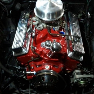 The engine in it's new home. Before this it ran in a 1950 pontiac strong!!. Thanks Chief.