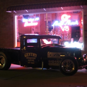 At the front of my friends shop in R.C