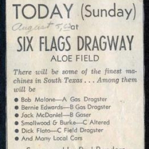 First race of the season @ Six Flags Drag Way
Sponsored by the Rod Benders car club 08-05-1962