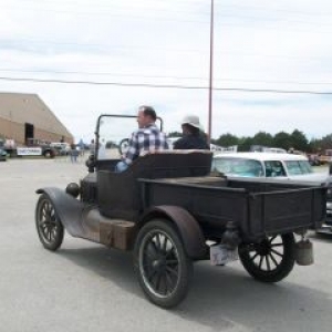 Me and Mark Britt riding in the Model T at the Lone Star roundup