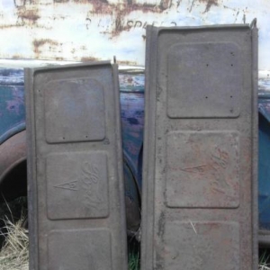 38-39 Ford tail gates, 1/2 ton and 1 ton both with V8 badges