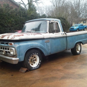 65 Ford Tk this is what i started with. Oh all you people that want to think stock is better don't worry that's where my old parts are going.