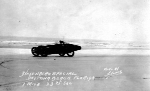 A Duesenberg doing a one mile speed run in 1920